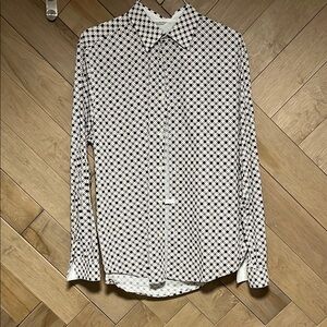 Ben Sherman Black and White Geometric Dress Shirt